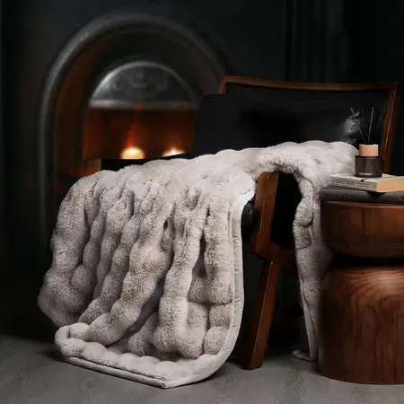 Ultra Soft Luxury Fluffy Faux Rabbit Fur Throw Blanket